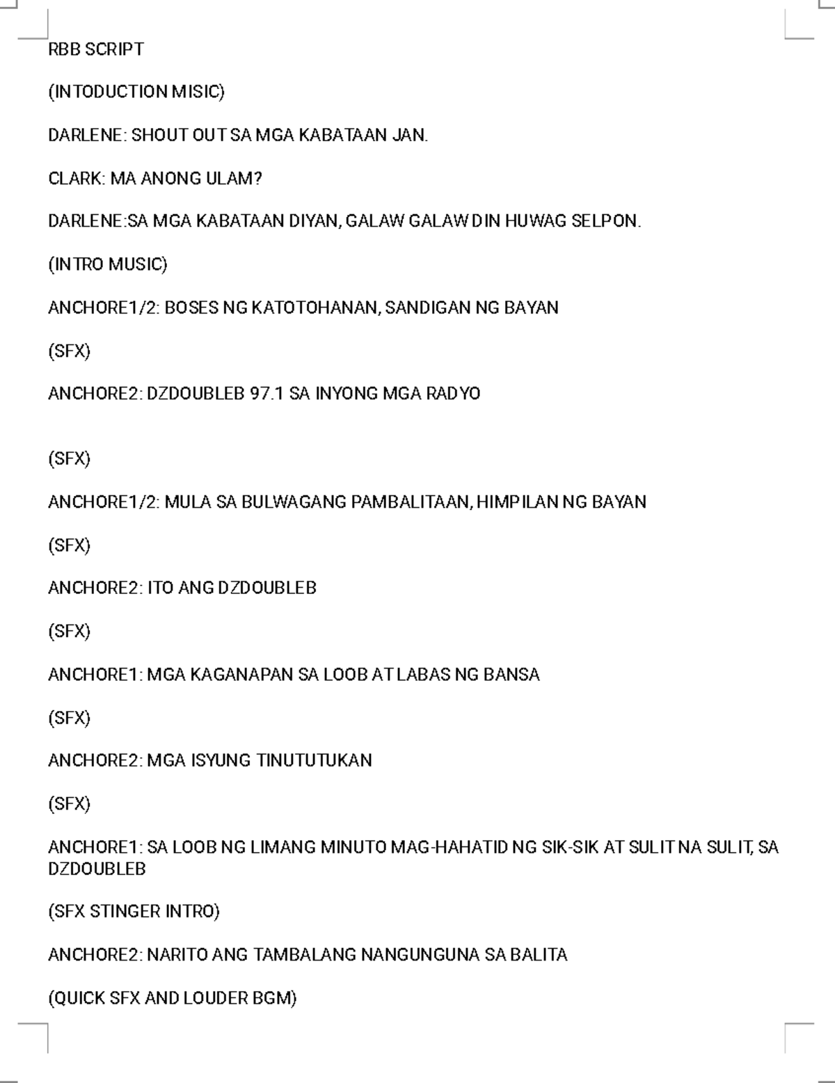 RBB- Script for DZDOUBLEB News Broadcast (Feb 2025) - Studocu