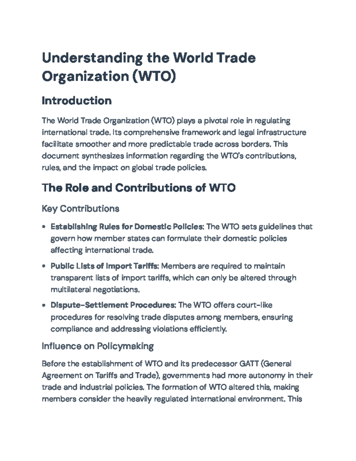 WTO Overview: Structure, Rules, and Global Trade Impact Analysis ...