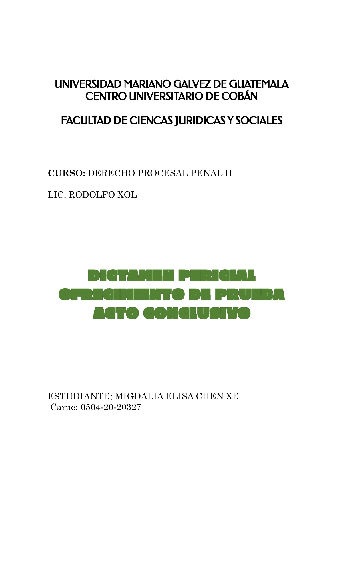 Dictamen Pericial Evaluación Psicológica - PPAV-20-03- Instituto ...