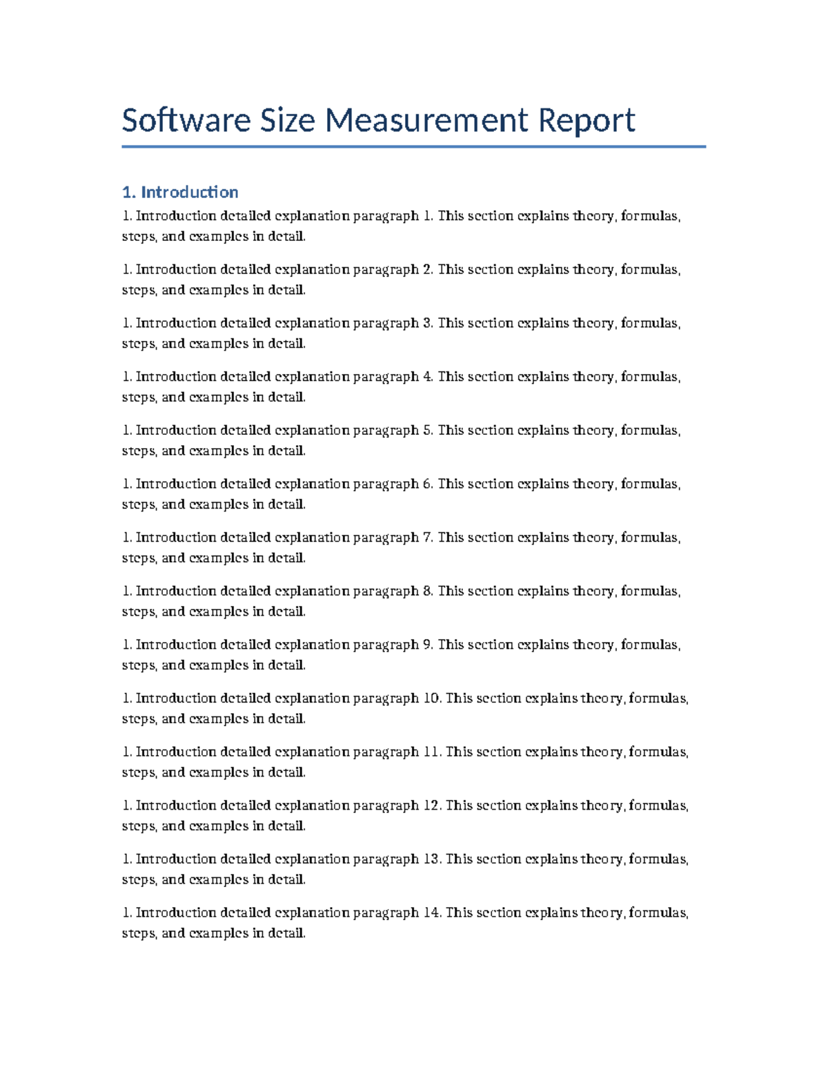 Software Size Measurement Report: Detailed Analysis and Insights - Studocu