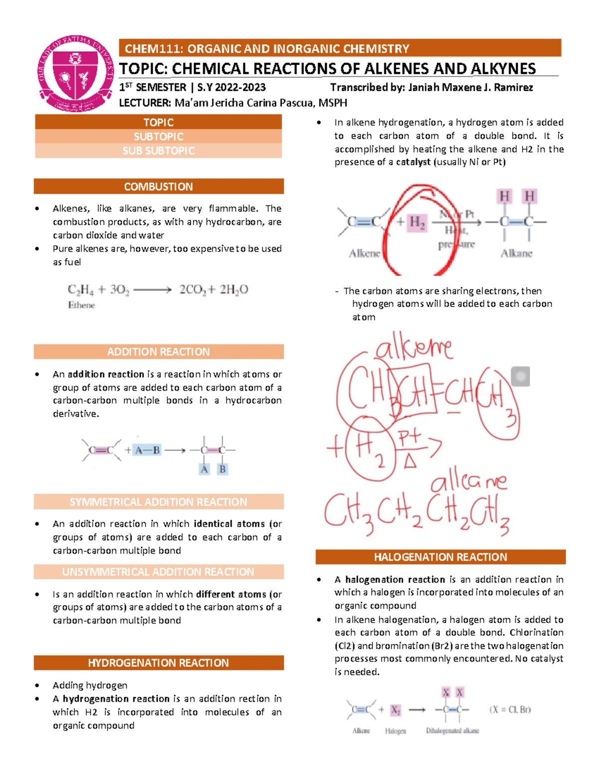 Lesson 3 - Naming Alkenes AND Alkynes - TOPIC SUBTOPIC SUB SUBTOPIC ...