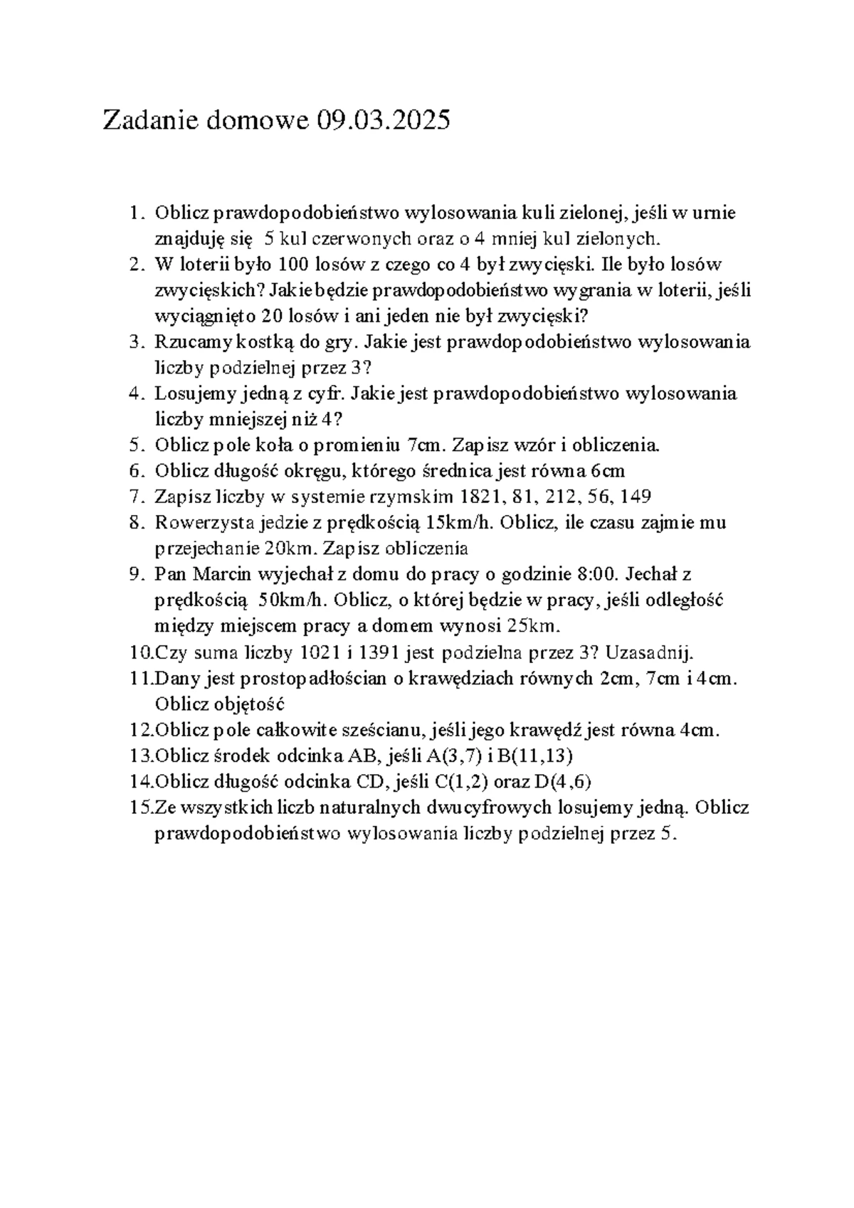 Obwód i pole koła - sprawdzian GWO - zadania dla grup A i B - Studocu