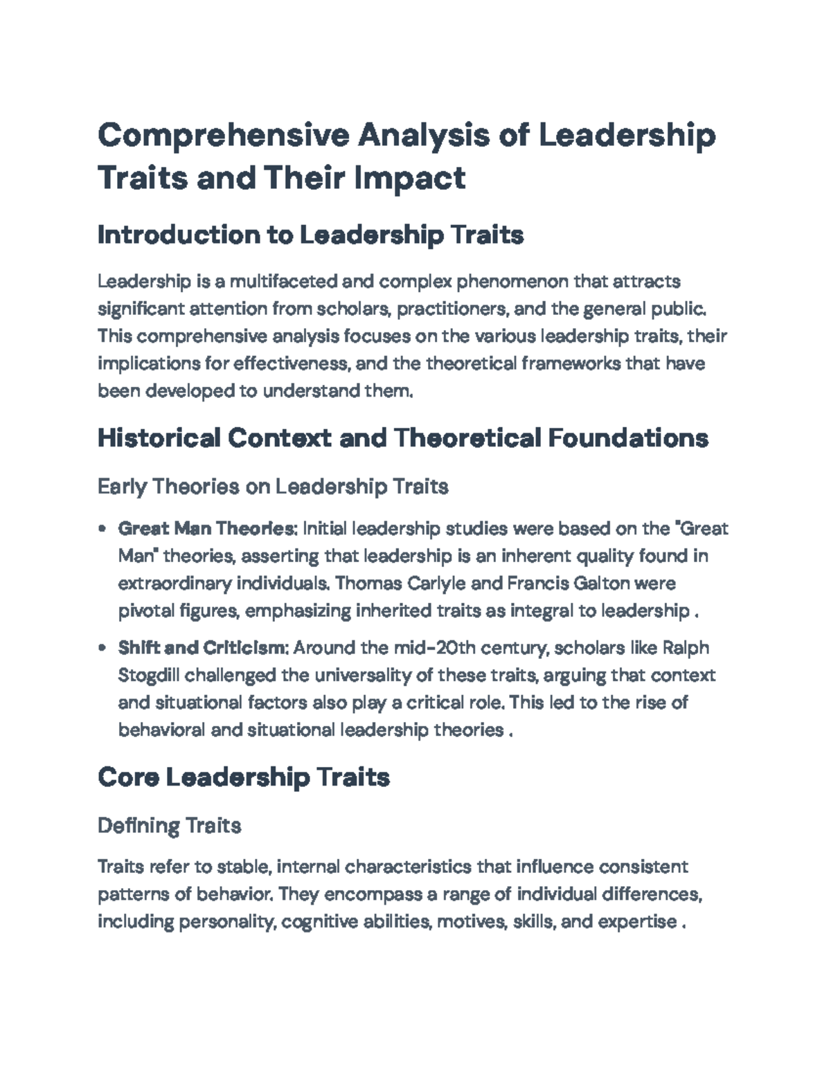 Comprehensive Analysis of Leadership Traits and Their Effectiveness ...