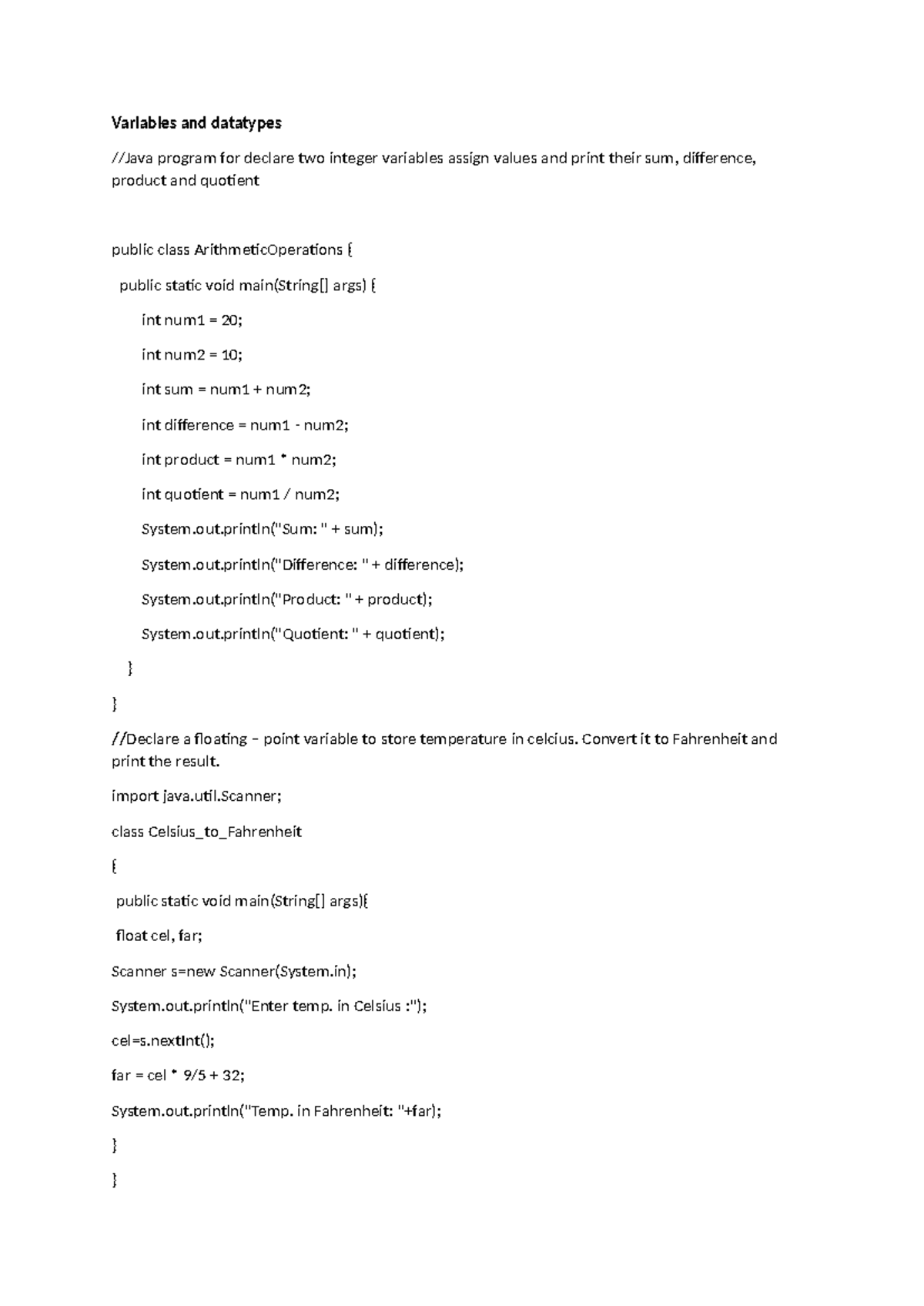 Assignment - Java Programming Concepts and Operations - Studocu