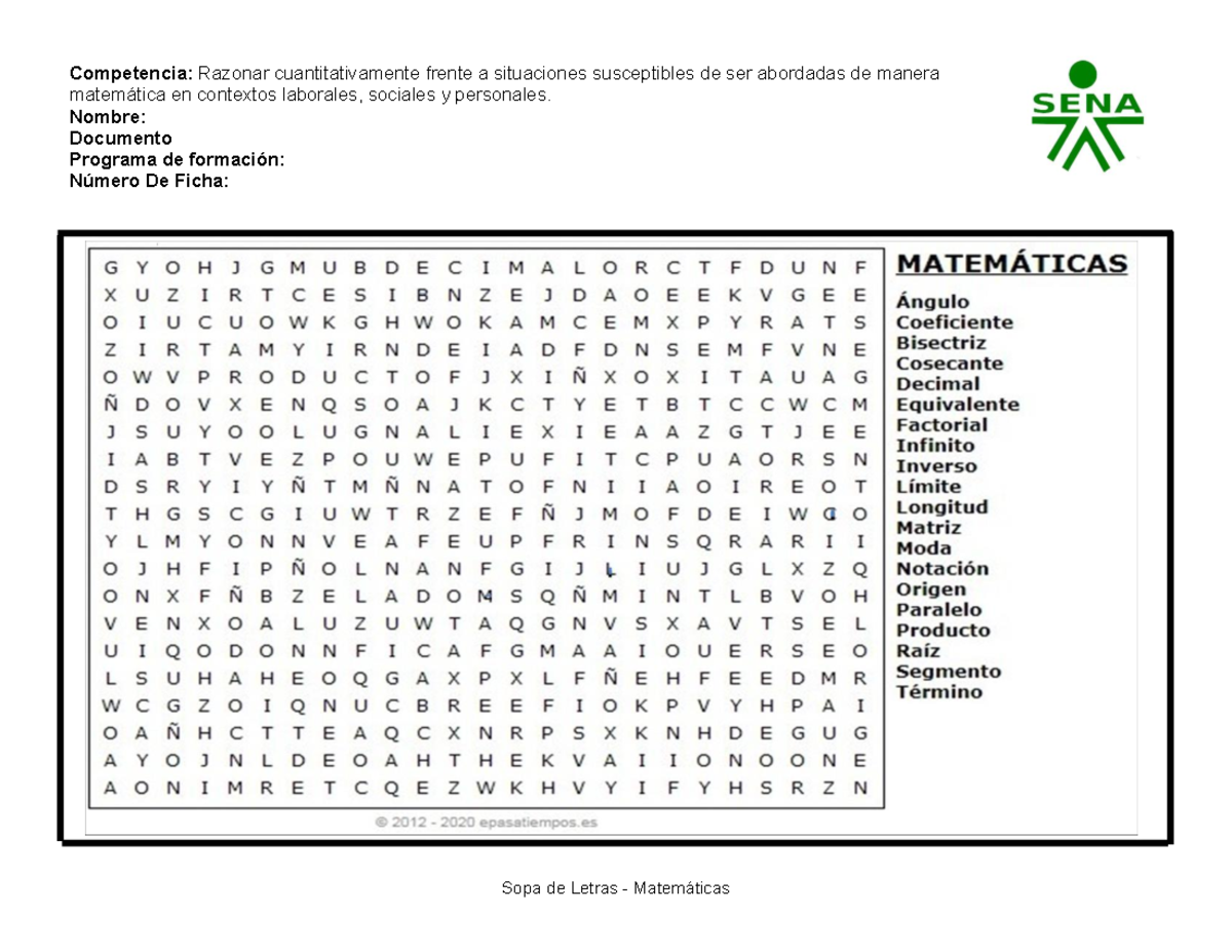 Sopa de Letras - Matematicas - Decisioni finanziarie aziendali - Sopa ...