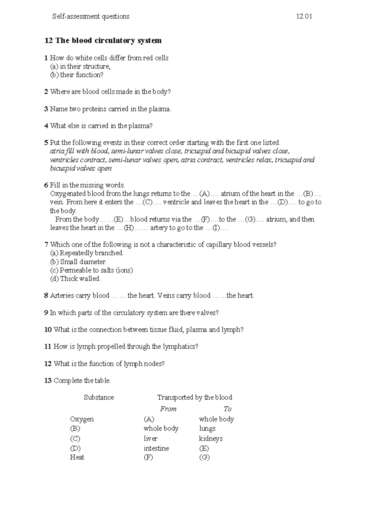 BIO101 Midterm: Blood Circulatory System Questions - Studocu