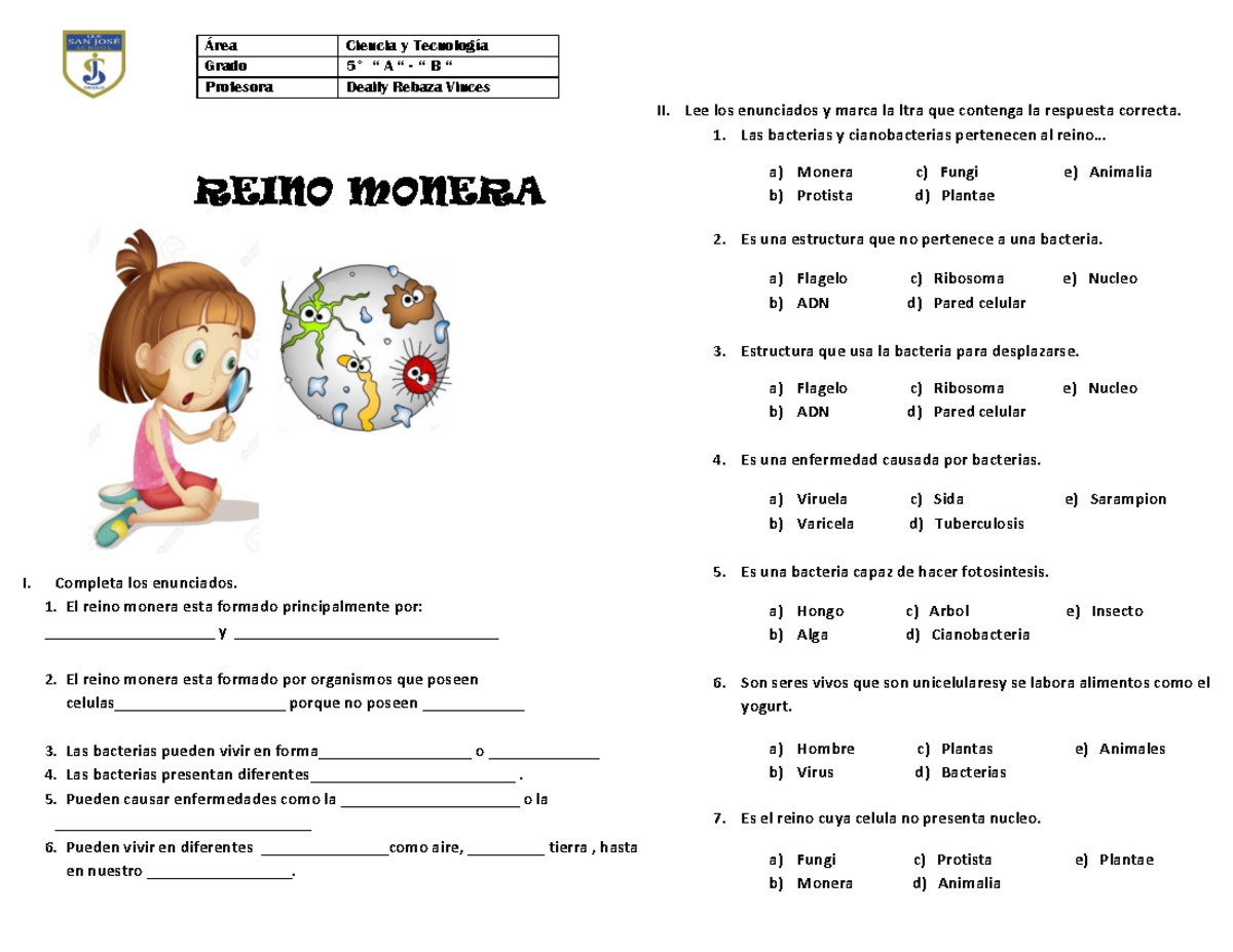 Reino Monera - Notas de Clase 5° Ciencia y Tecnología - Studocu