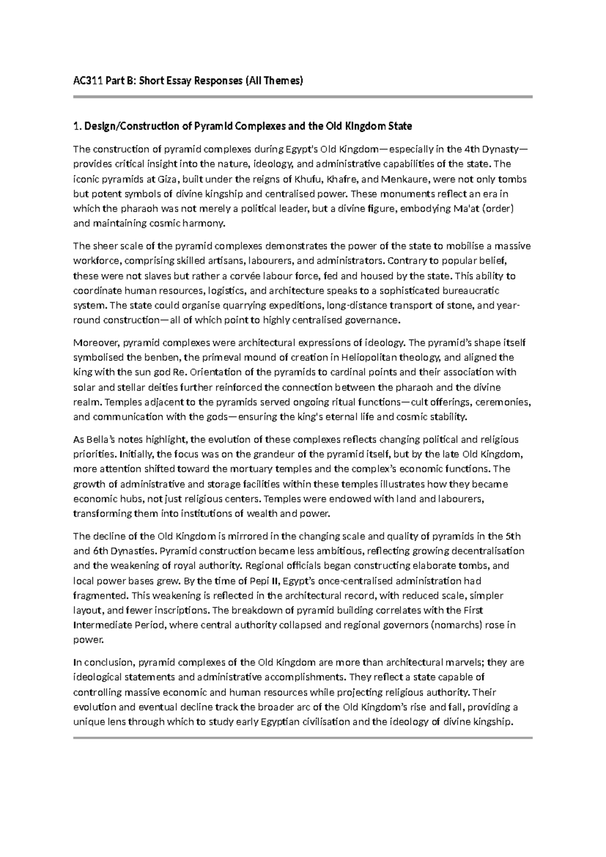 AC311 Part B: Short Essay Responses on Pyramid Complexes & Literature ...