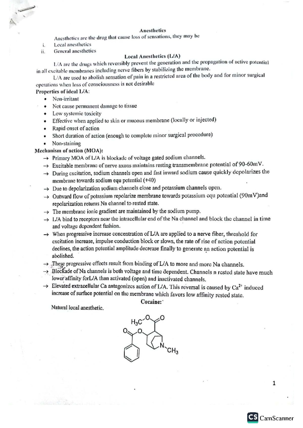 Anesthetics - Comprehensive Study Notes (CS 101) - Studocu