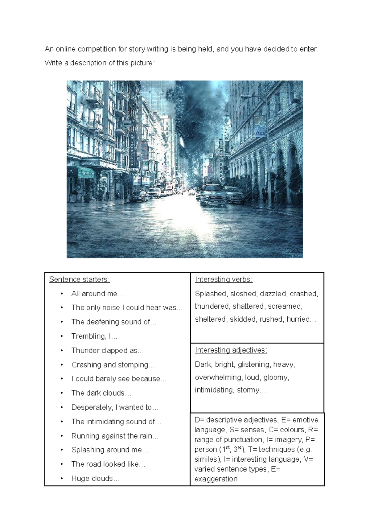 Paper 1 Q5: Descriptive Writing on Stormy Street Imagery - Studocu