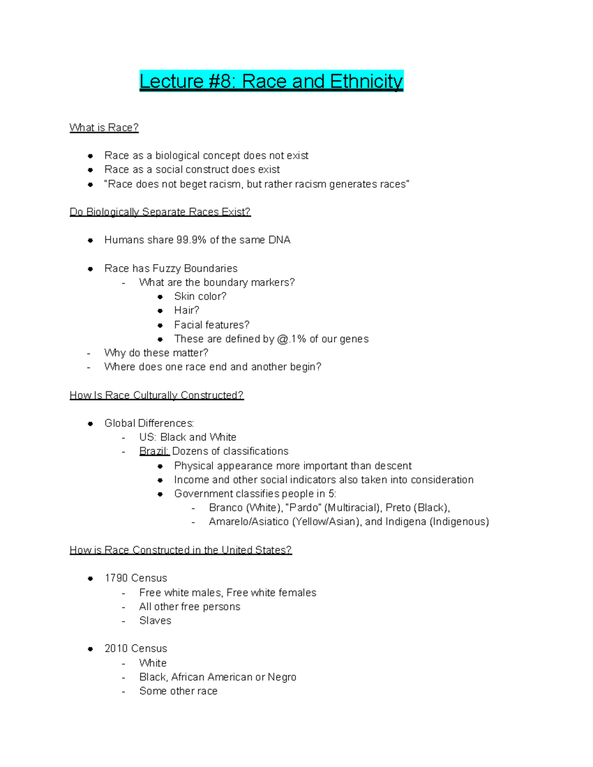 Anthropology of Race, Ethnicity, and Gender: Lecture Notes - Studocu