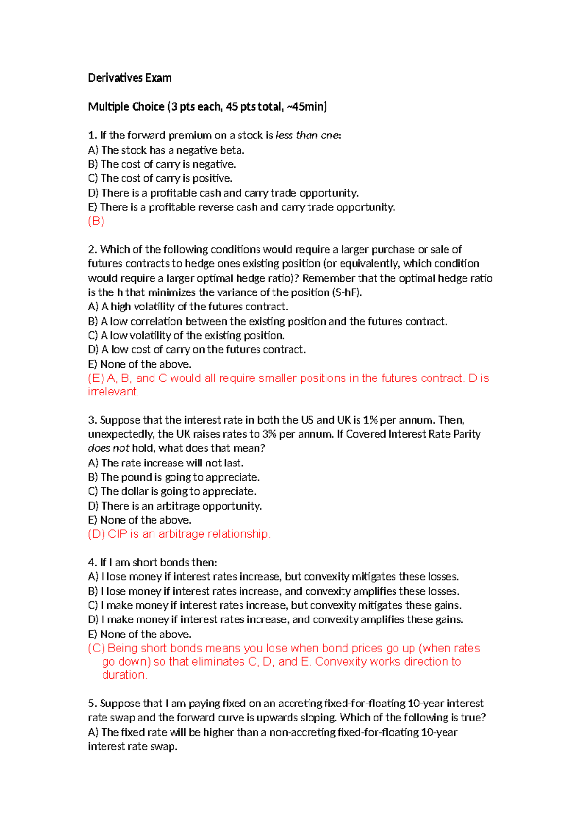 Derivatives Exam Review - FIN 2021 Final Exam Guide - Studocu