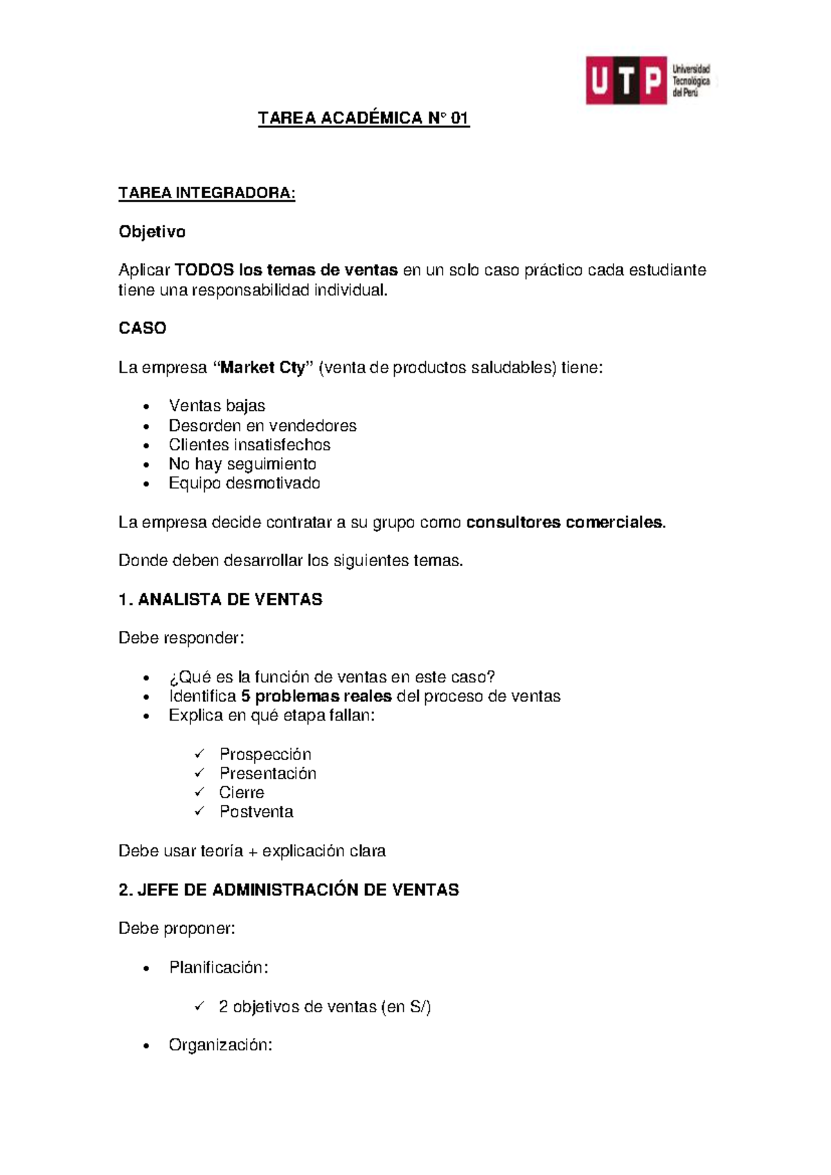 TAREA ACADÉMICA 01: Análisis y Estrategias de Ventas en Caso Práctico ...