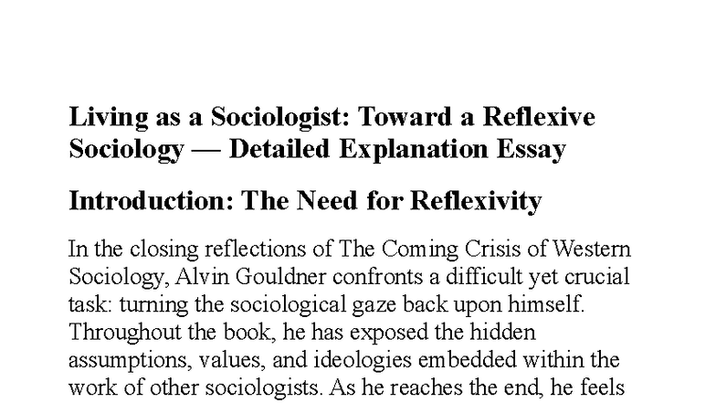 Reflexivity in Sociology: Understanding the Theorist's Influence on ...