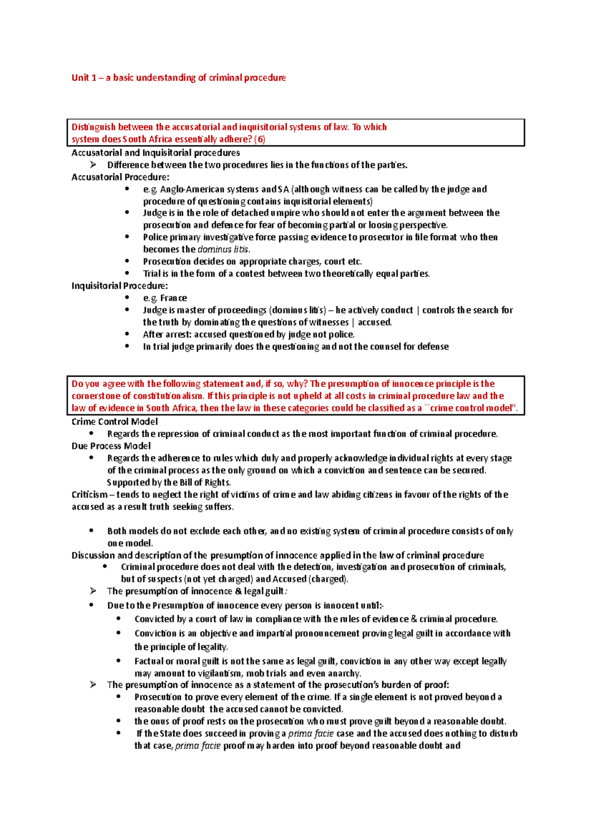 CRIM 101: Criminal Procedure - Key Concepts & Exam Q&A Insights - Studocu