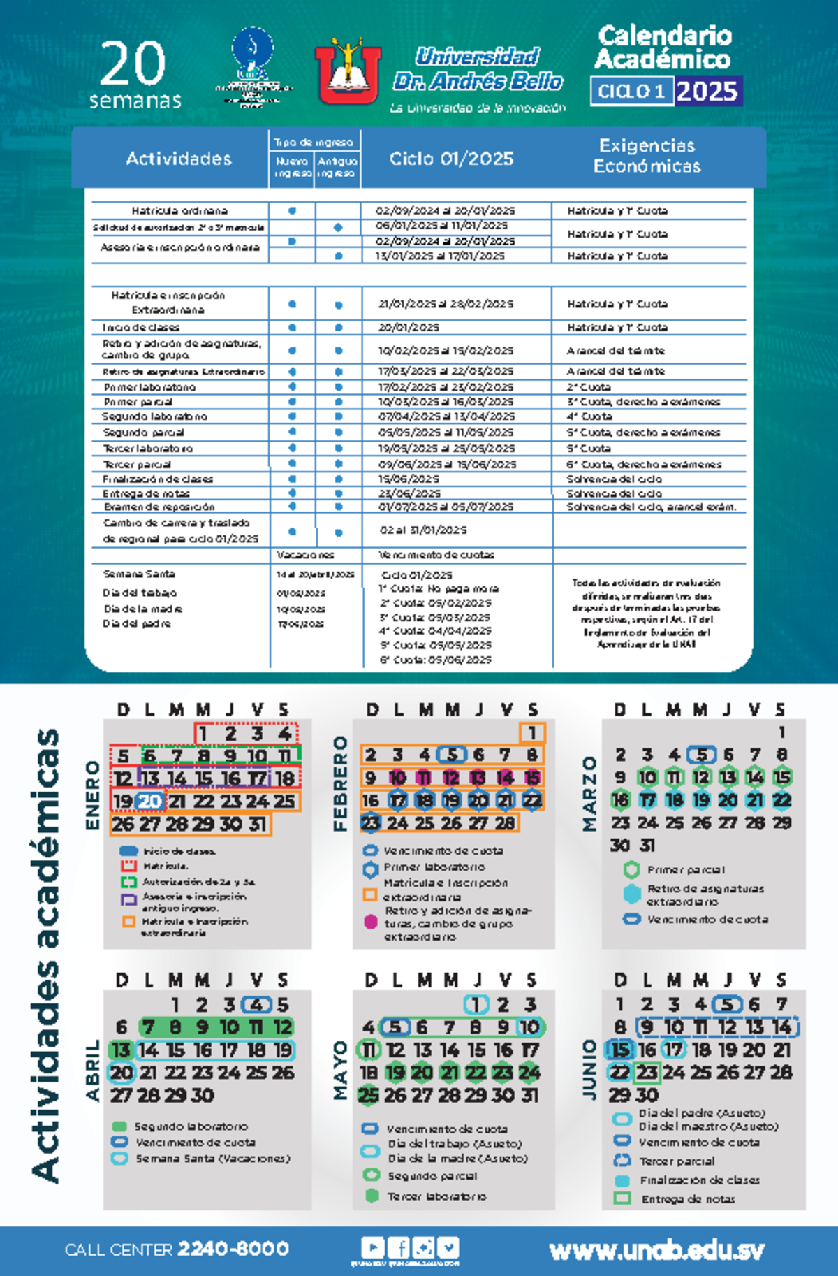 Calendario academico uniandes 8 semanas 2