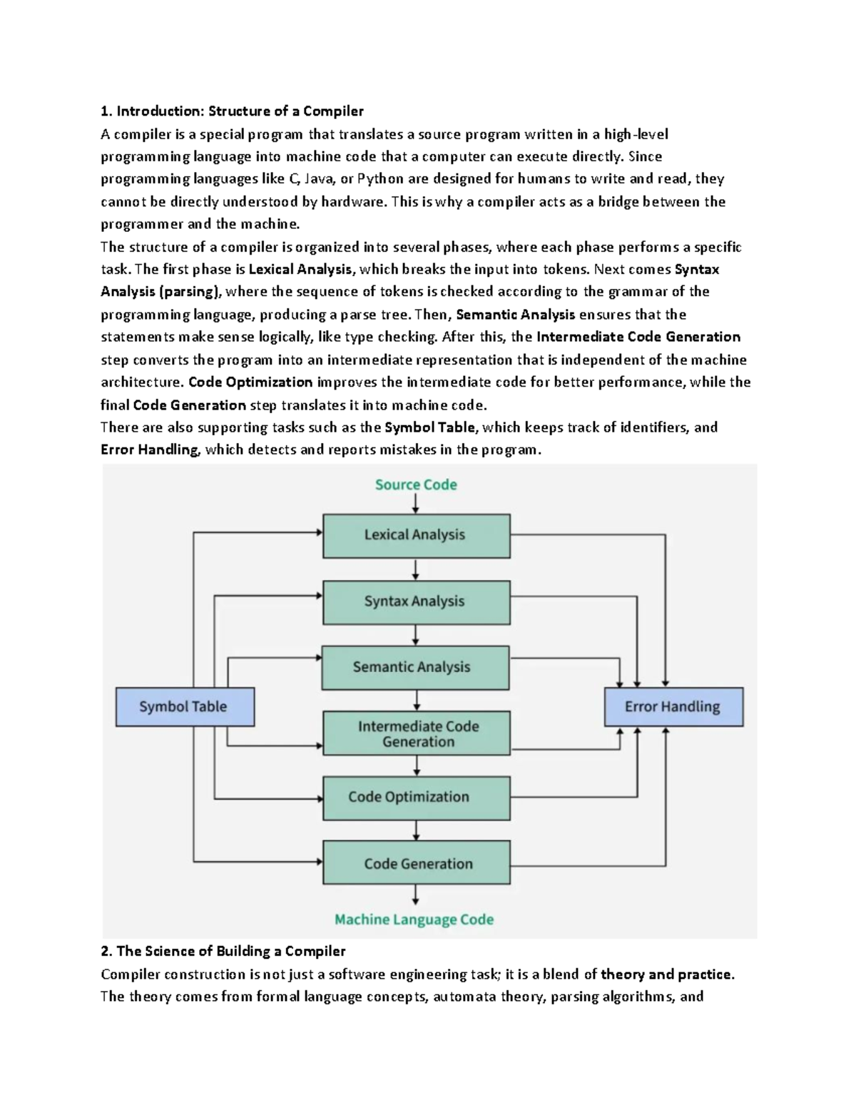 CD R22 Unit-01 Notes: Compiler Structure and Lexical Analysis - Studocu
