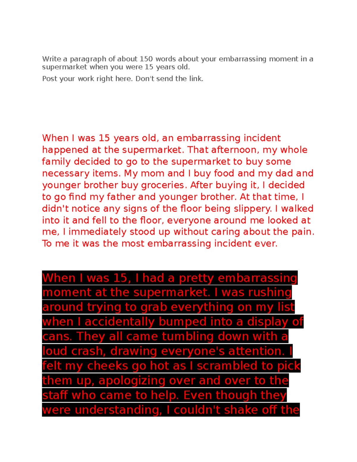 Embarrassing Moment Essay - Writing 10 Insights - Studocu