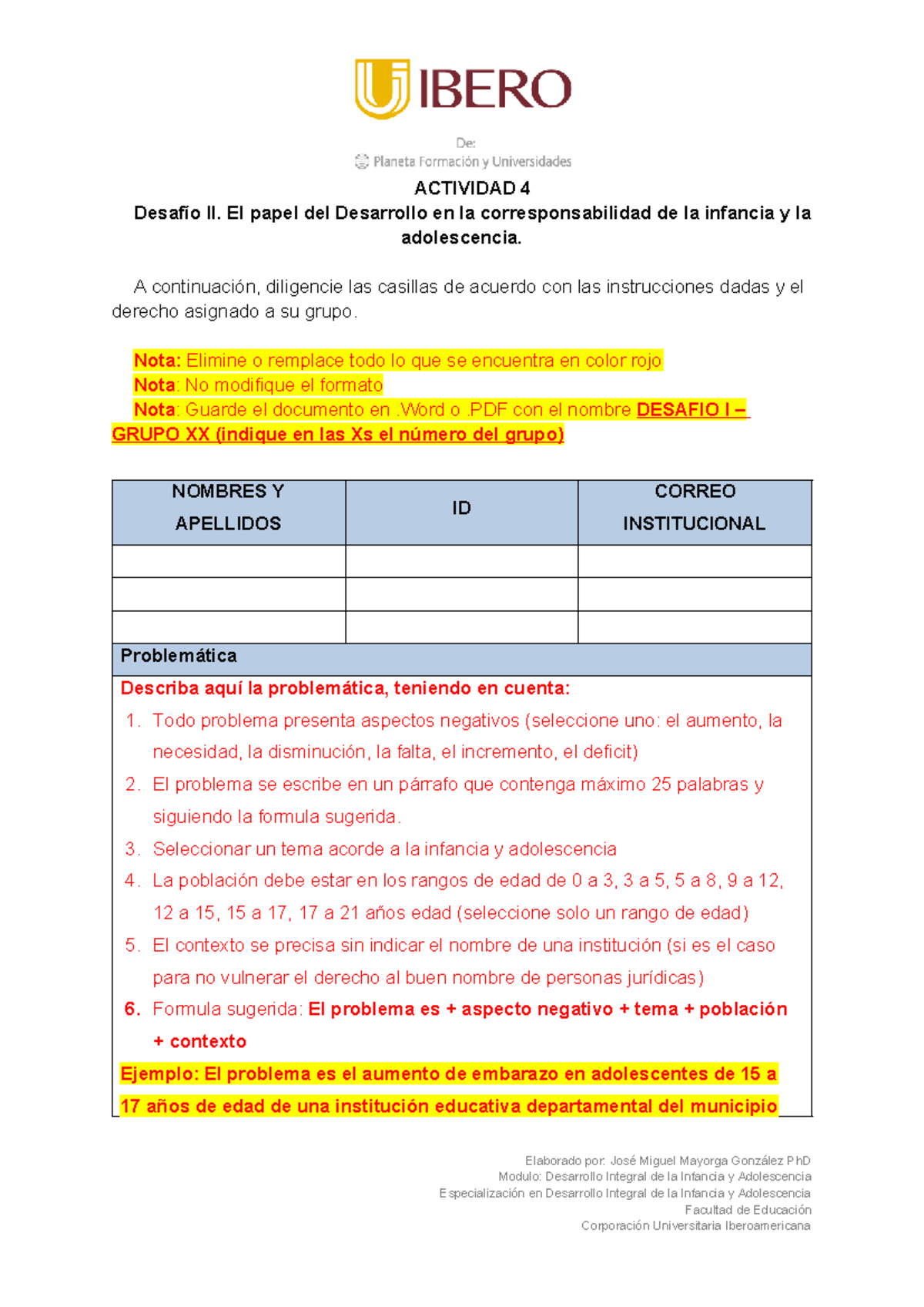 Actividad 4: Desafío II en Desarrollo Integral de la Infancia y ...