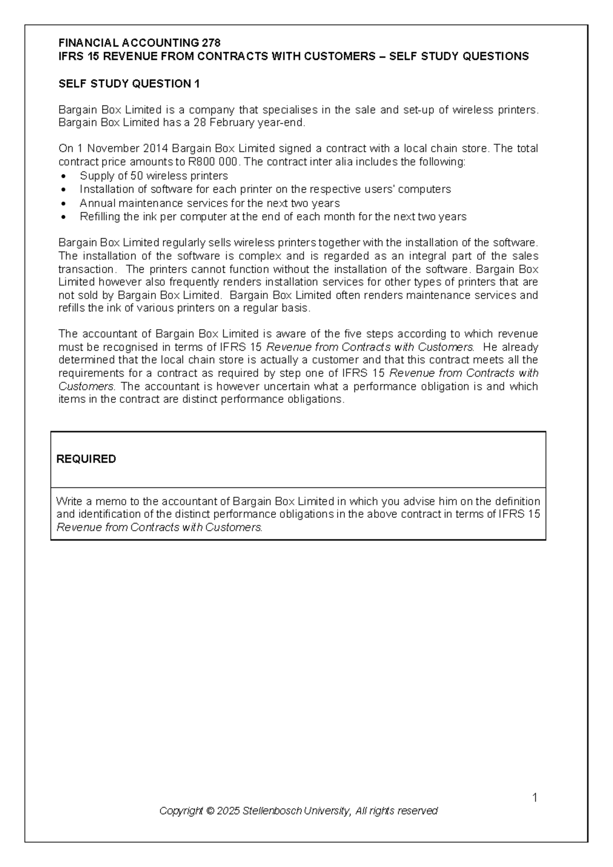 IFRS 278: Self Study Questions on Revenue Recognition under IFRS 15 ...