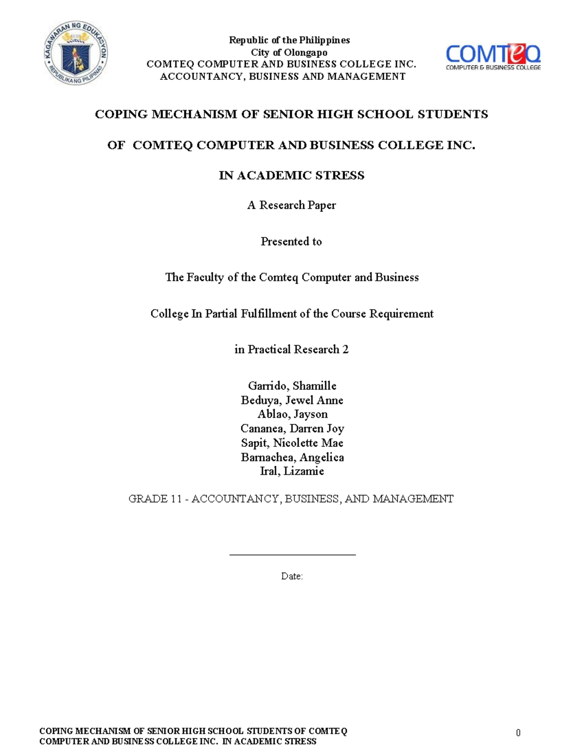 Chapter 1 - 3 Template - City of Olongapo COMTEQ COMPUTER AND BUSINESS ...