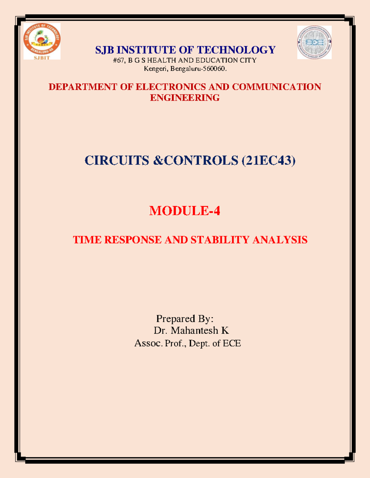 CC Mod 4 - Ifkgkfkcj - Bachelor of Engineering - SJB INSTITUTE OF ...
