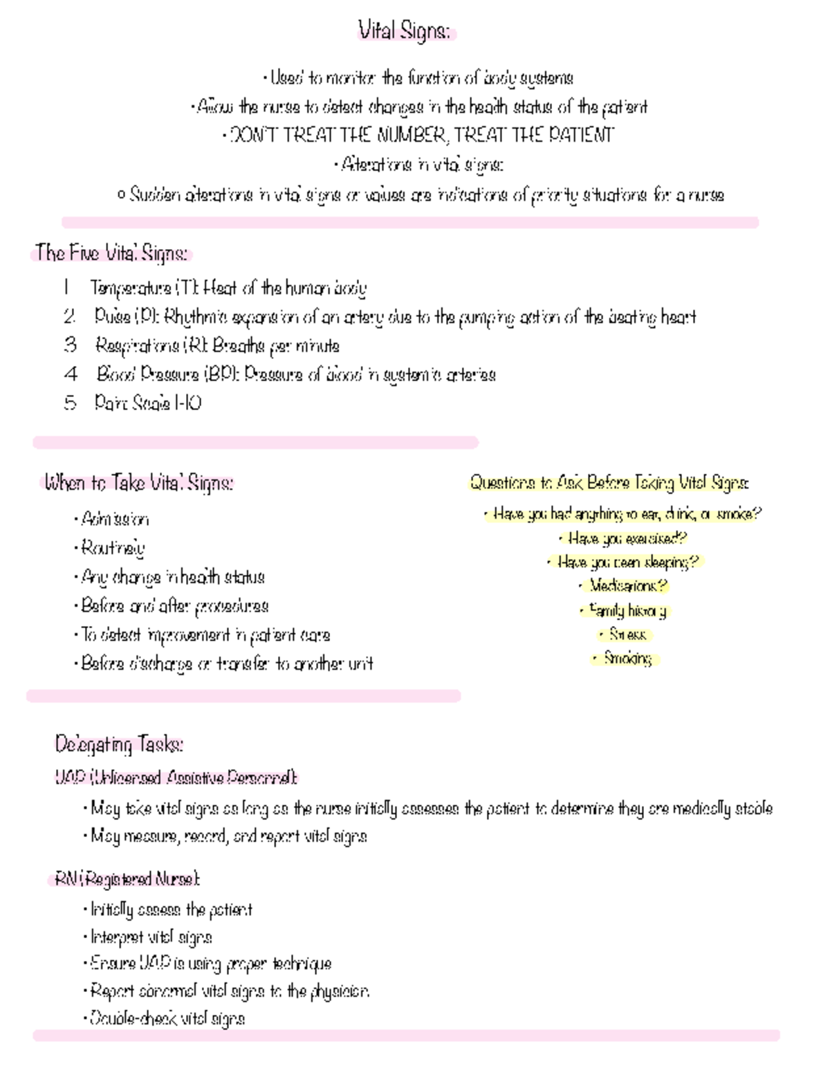 Funds I Vitals: Comprehensive Notes on Vital Signs Assessment - Studocu