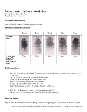 Impression evidence worksheet - Impression Evidence Worksheet Student ...
