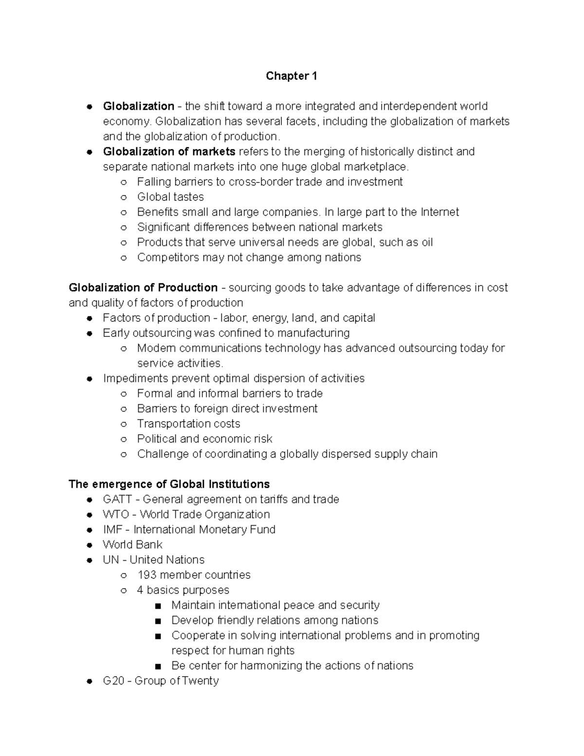 Chapter 1: Globalization Insights Lecture Notes - Studocu