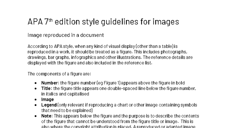 APA 7th Ed. Guidelines for Image Referencing and Reproduction - Studocu