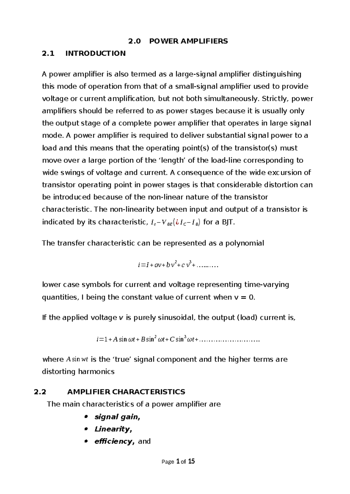 3.0 Power Amplifiers - Electronics Lecture Notes - Studocu