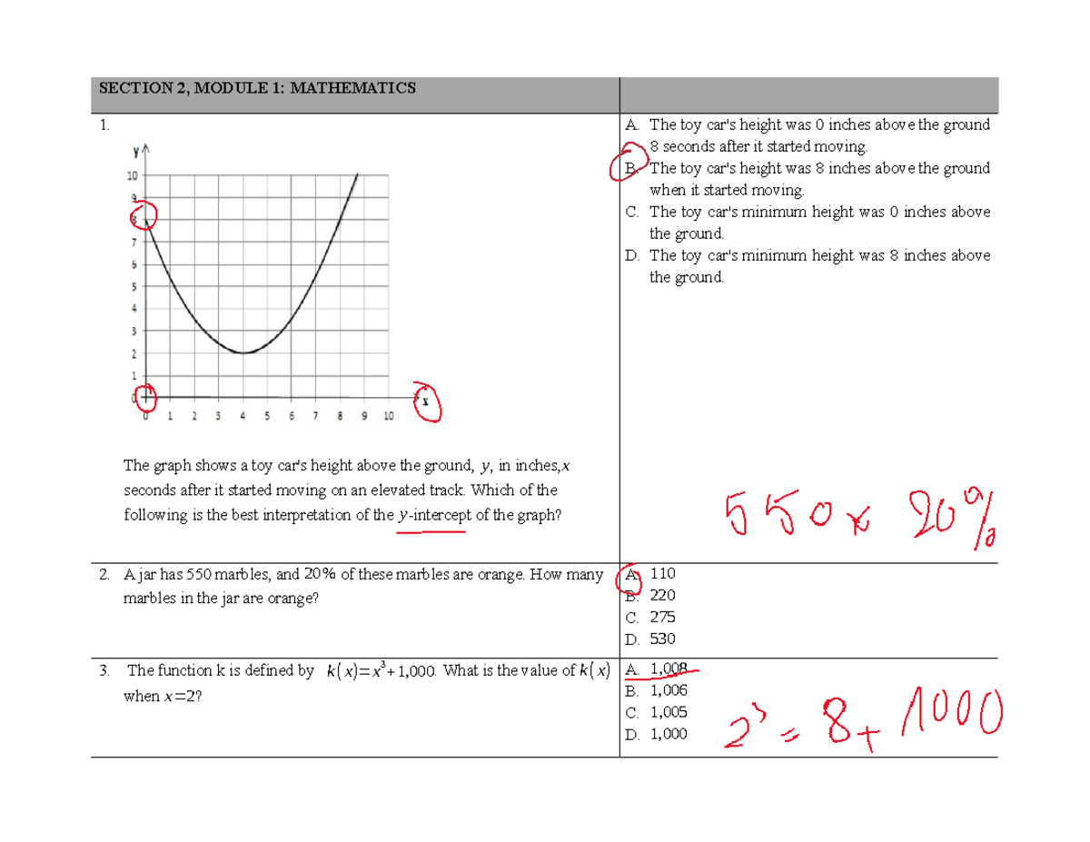 SECTION 2, MODULE 1: MATHEMATICS 1-22 - Full Solutions Guide - Studocu