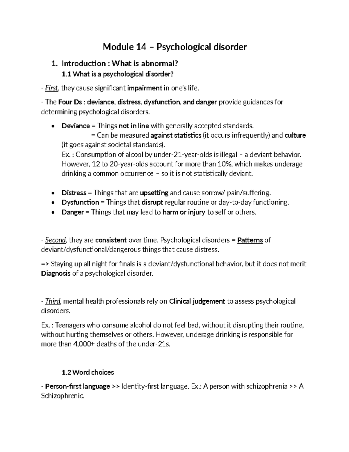 PSY1102 Module 14 - Understanding Psychological Disorders and Their ...