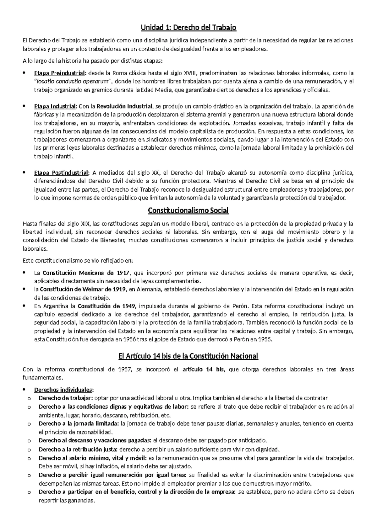Unidad 2: Contrato y Relación de Trabajo en Derecho Laboral - Studocu