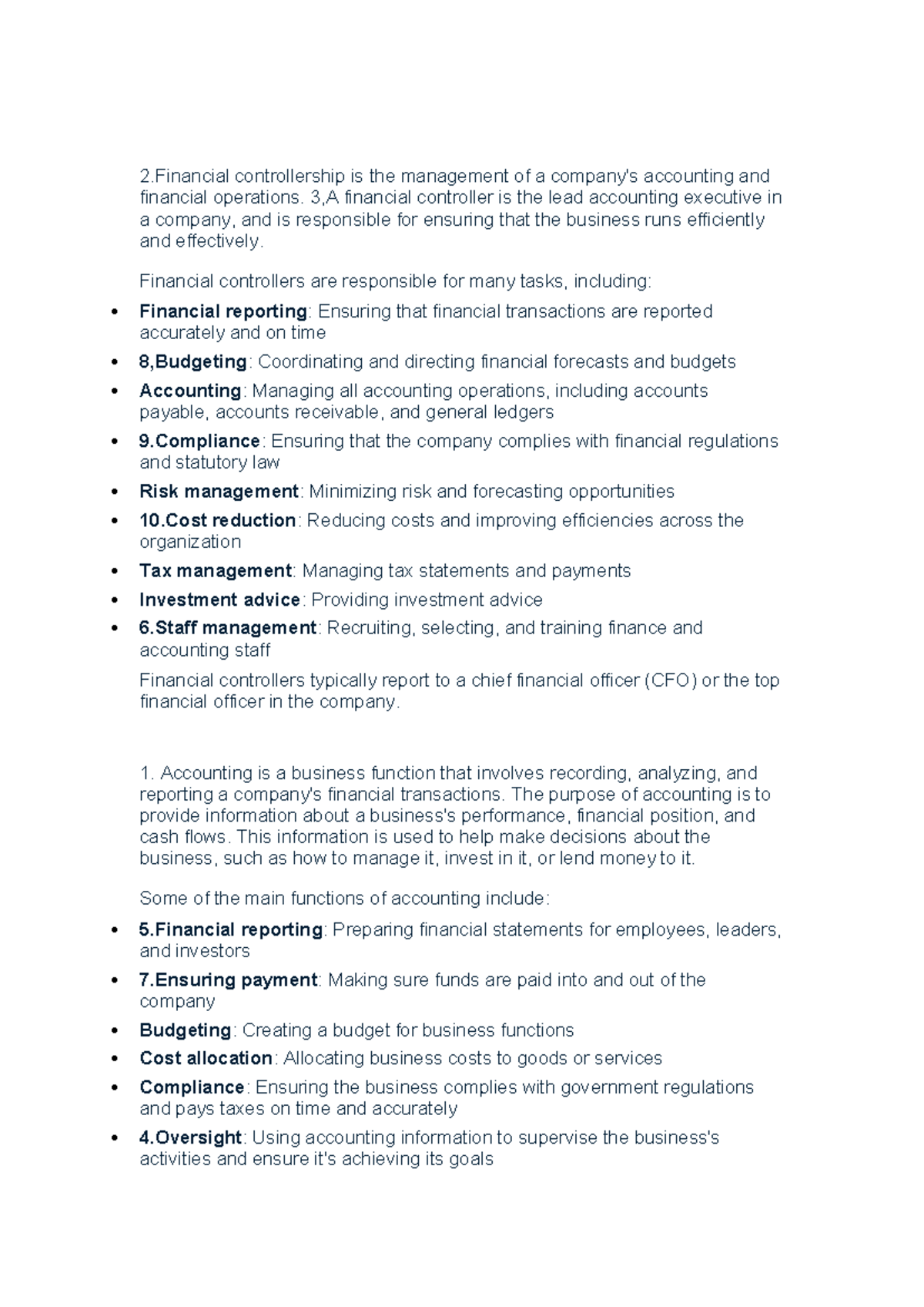 2.Financial Controllership & Accounting Overview and Q&A - Studocu