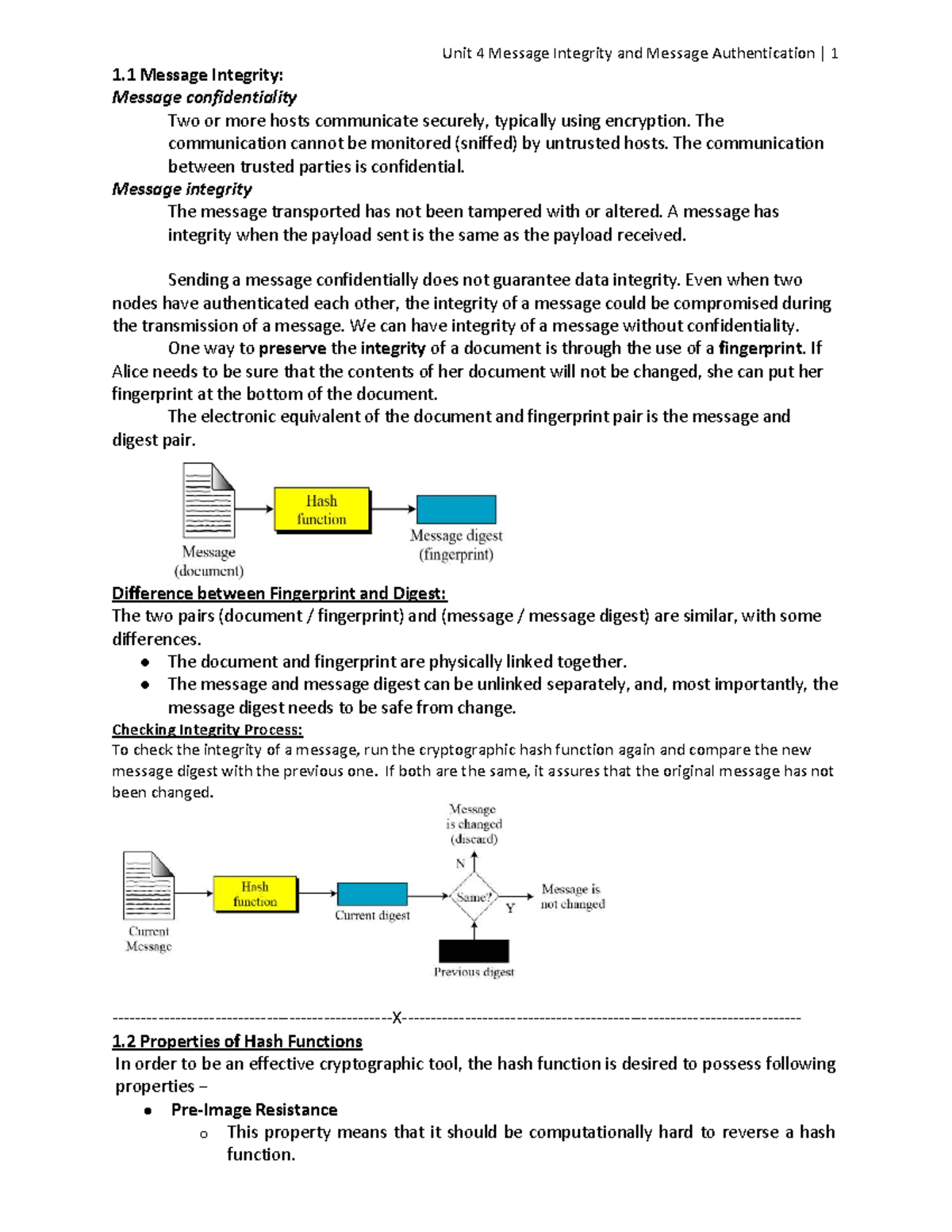Unit 4 CNS - Lecture Notes on Message Integrity & Authentication - Studocu