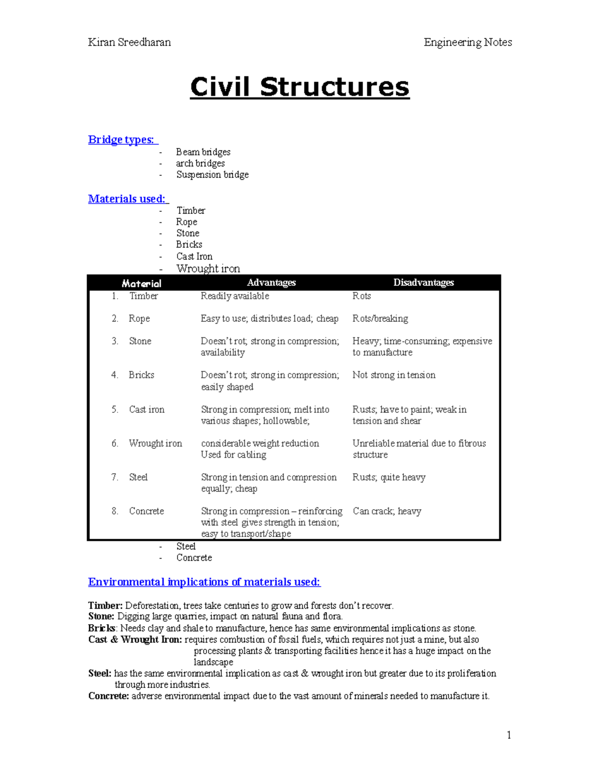 Engineering Studies Notes: Civil Structures & Material Properties ...