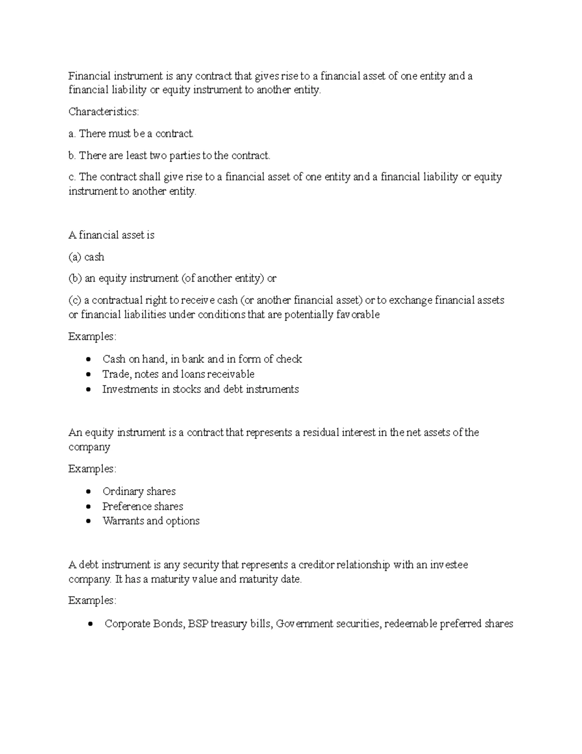 INVESTMENTS & FINANCIAL ASSETS: Key Notes for Exam Prep - Studocu