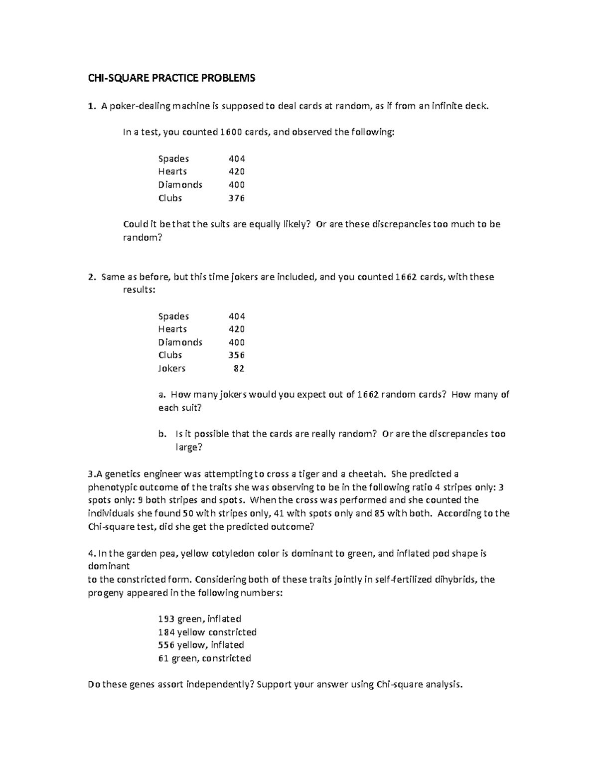 Chi-Square Practice Problems - MATH 101 - Studocu