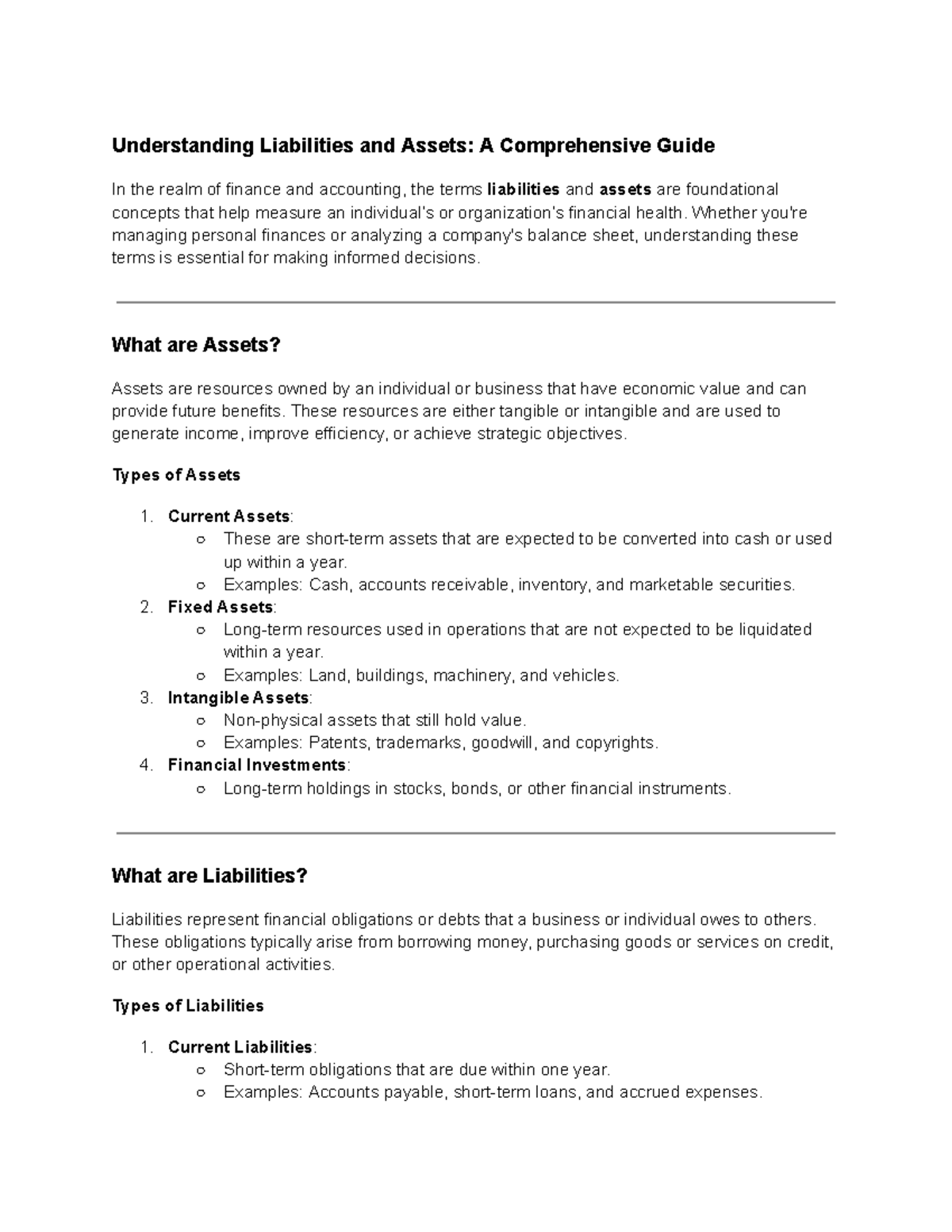 Liabilities and Assets: A Comprehensive Overview for Financial ...