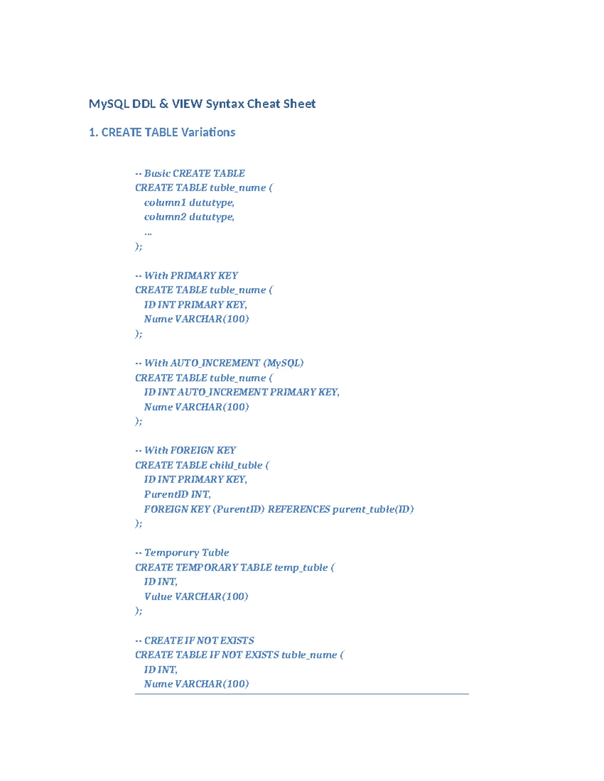 SQL JOIN Aggregate Function Cheat Sheet: Syntax & Formulas - Studocu