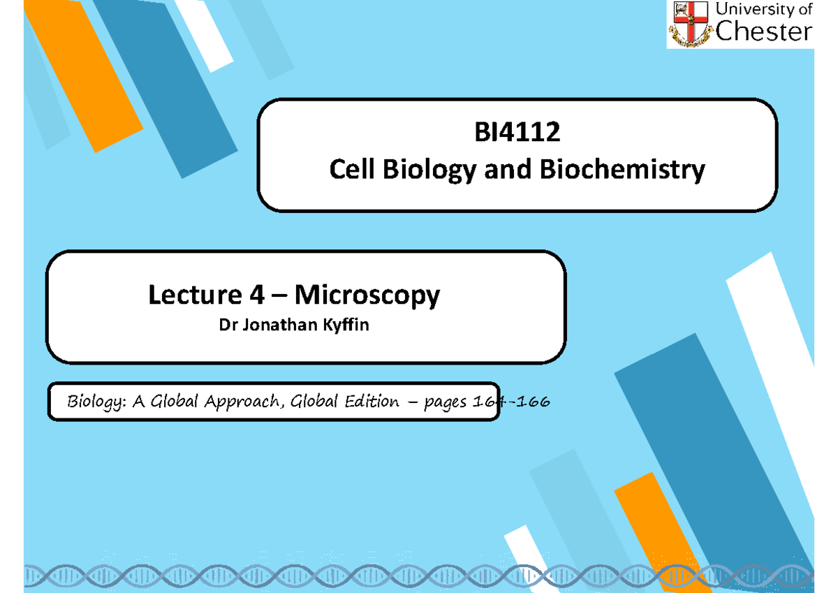Lecture 4 - Microscopy in Cell Biology and Biochemistry - Studocu