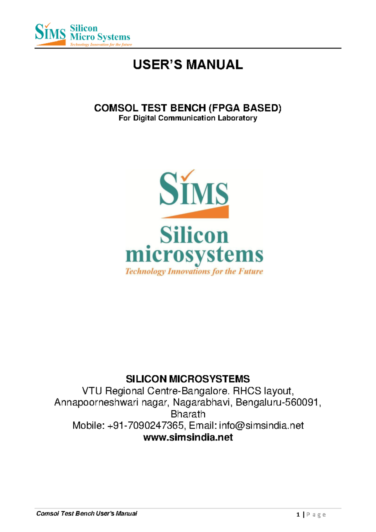Comsol Test Bench Manual for Digital Communication Lab (DC 101) - Studocu