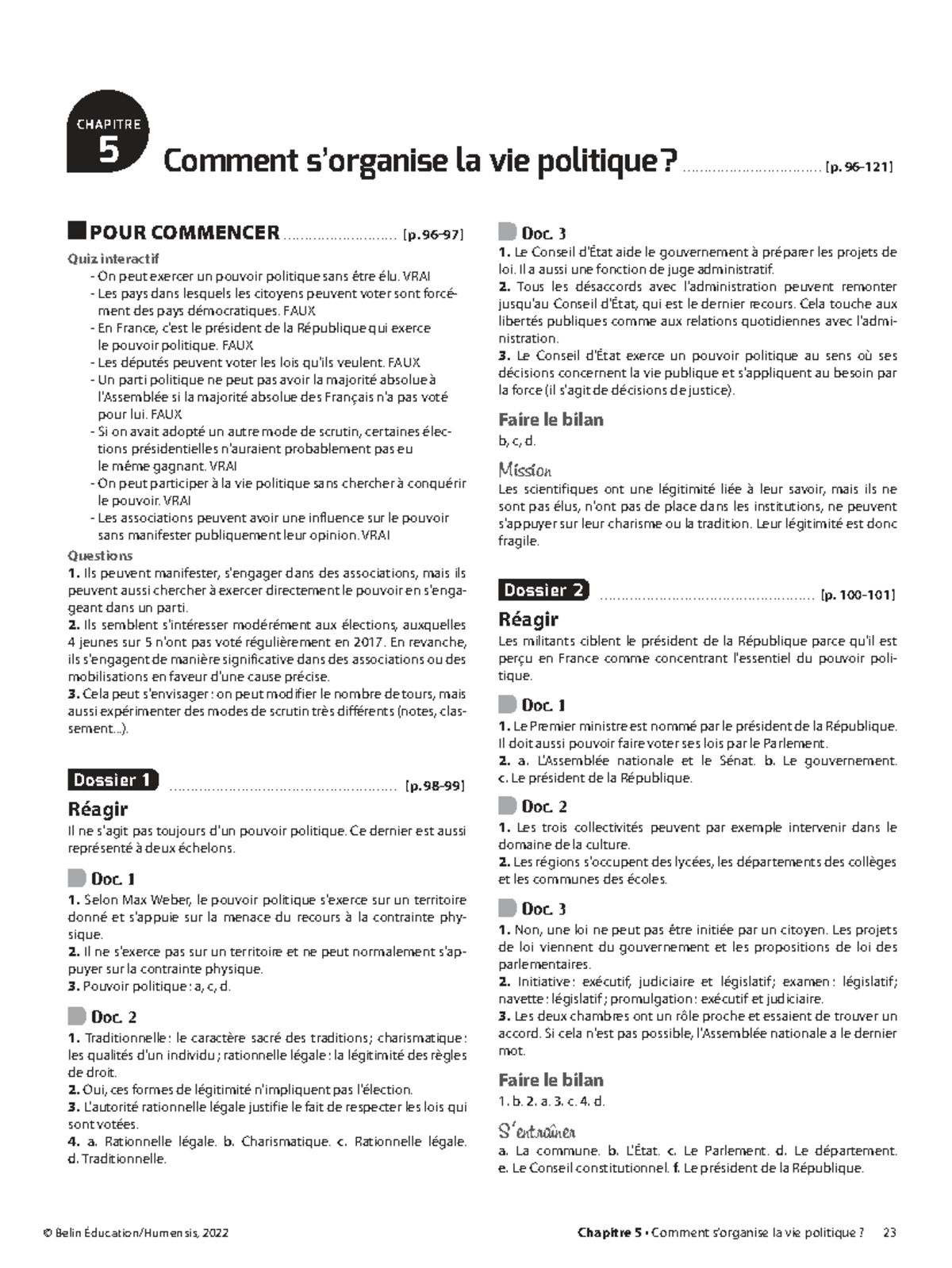 CHAPITRE 5 Correction Livre du Professeur SES 2de - Studocu