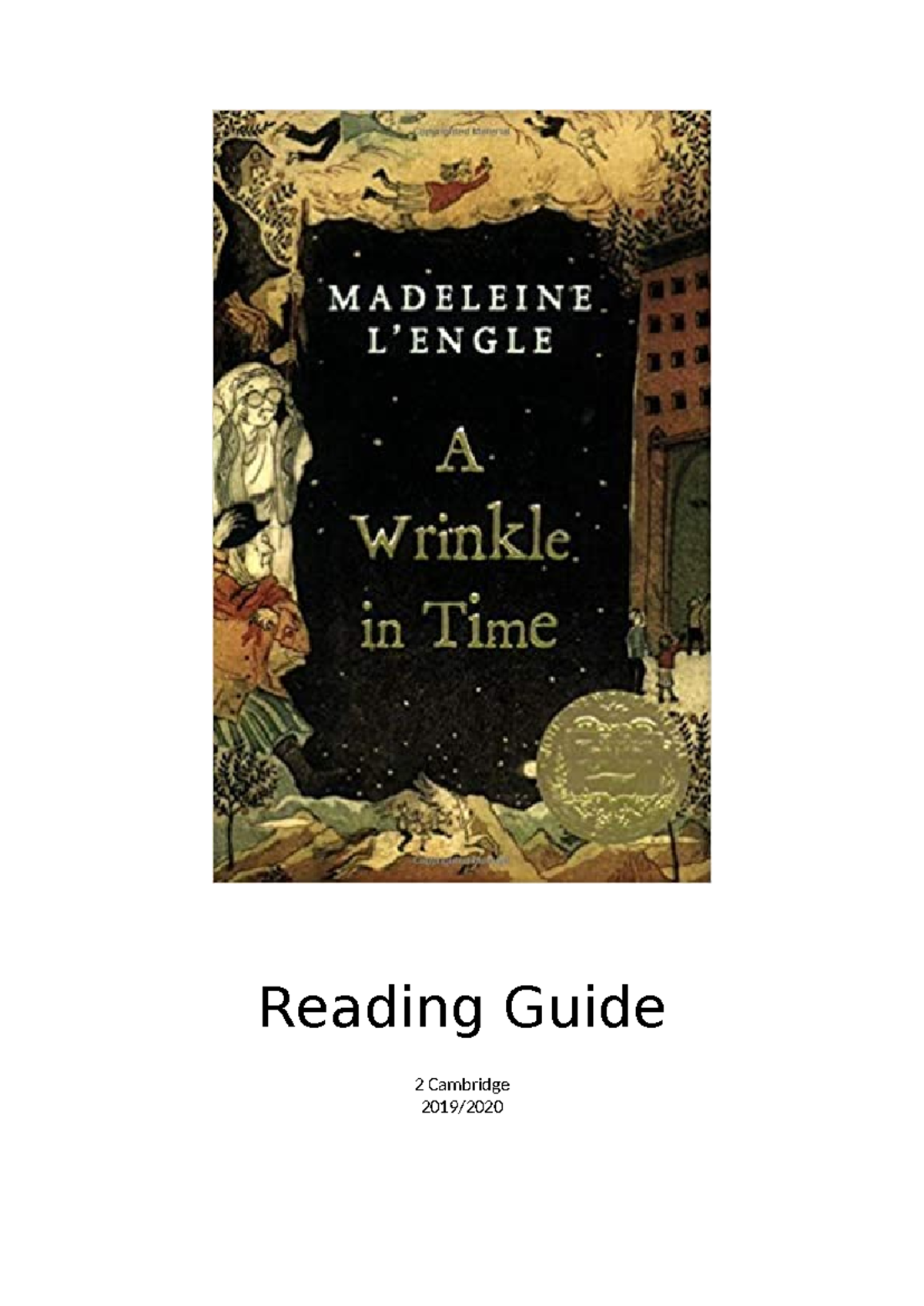 Reading Guide AWIT (A Wrinkle in Time) Chapters 5-8 Glossary & Analysis ...