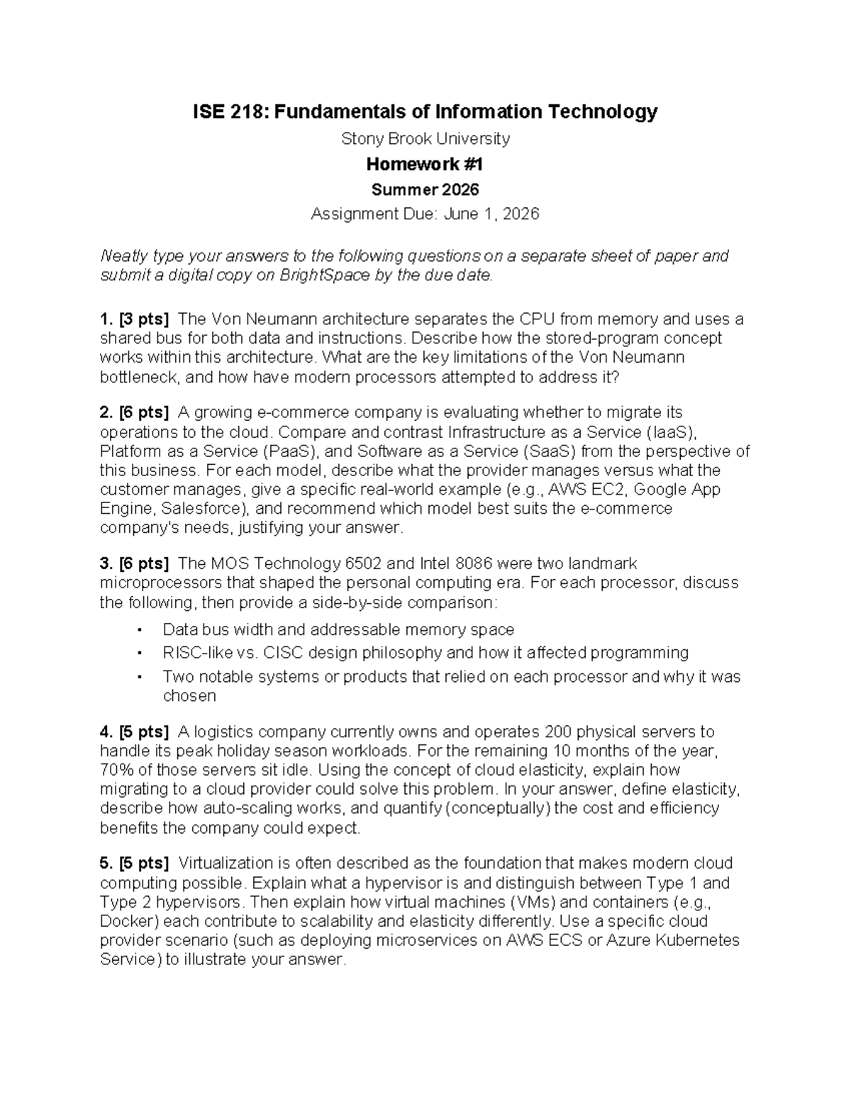 ISE 218: IT Fundamentals Homework 1 - Practice Problems for Summer 2026 ...
