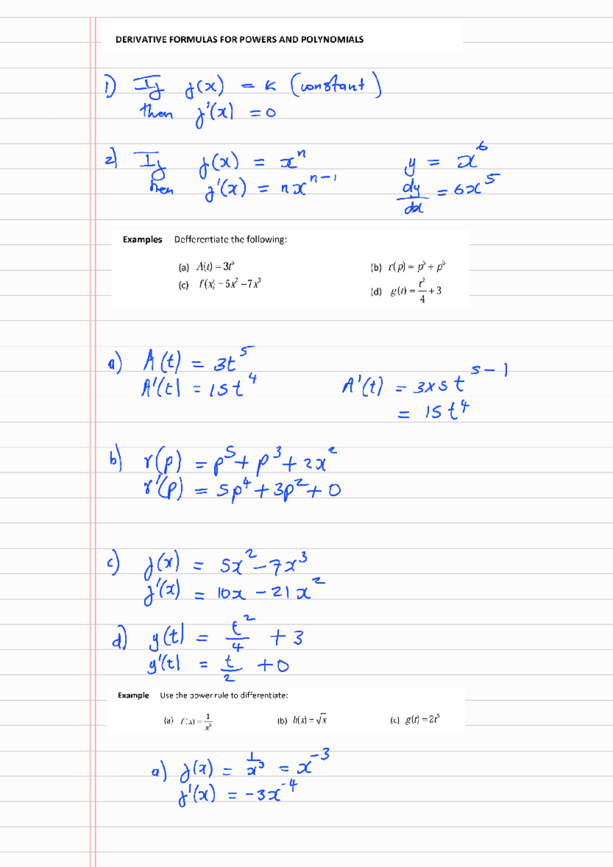 Calculus Derivatives and Rules: Lecture Notes - Studocu