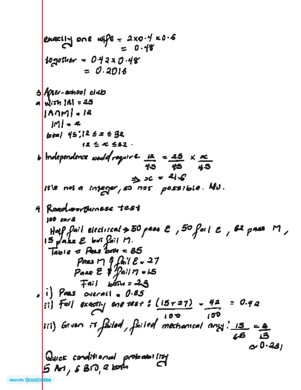 Mathematics A2 Stats 2 - Work on Conditional Probability and Tests ...