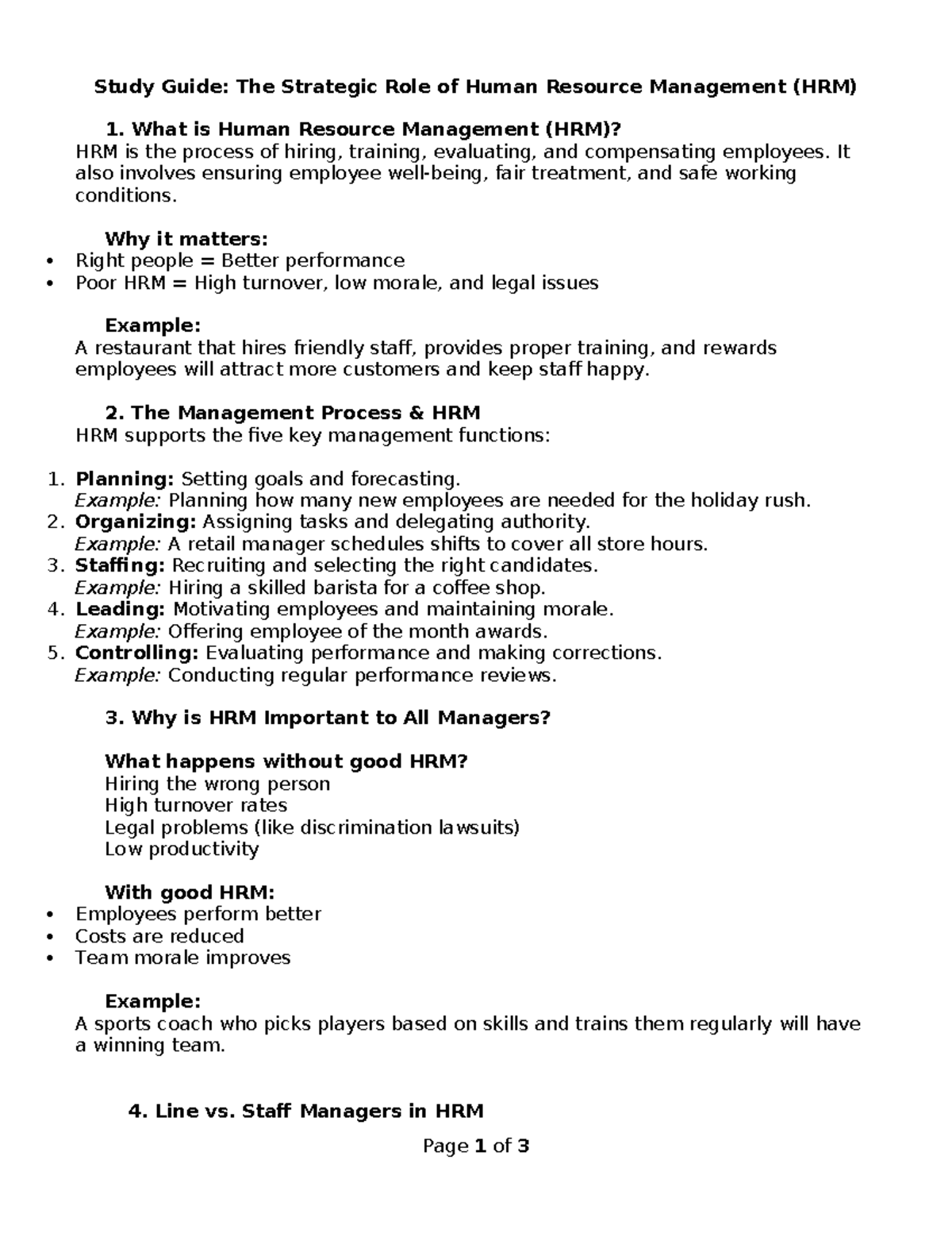 Study Guide: The Strategic Role of HRM (HRM 101) - Studocu