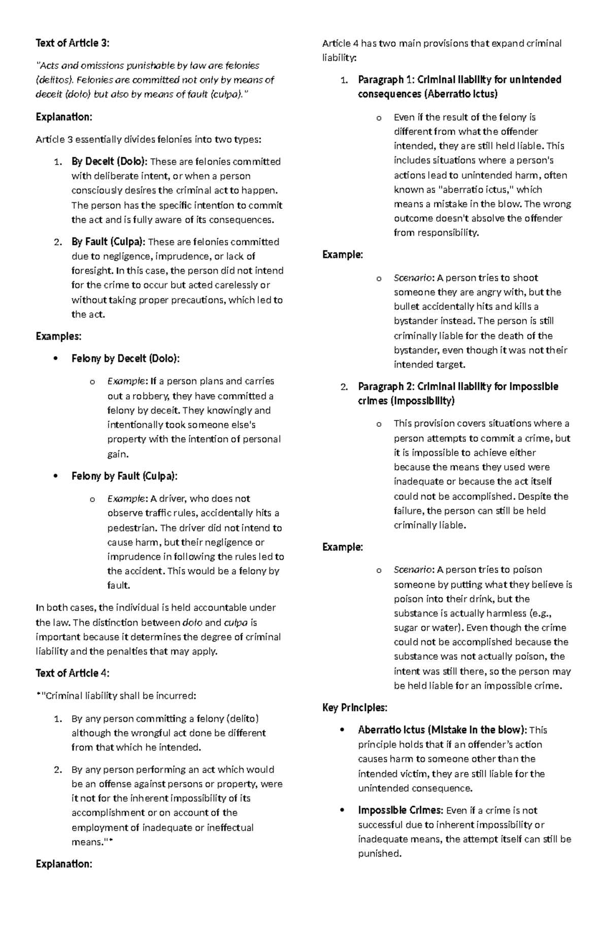 Revised Notes on the Penal Code: Key Articles and Explanations - Studocu